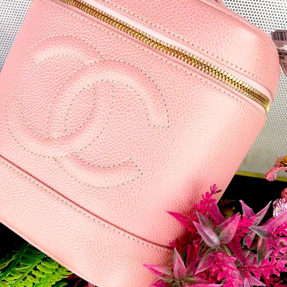 CHANEL Jumbo CC Vanity Purse Sakura Pink Caviar Bag Top Handle Karl Lagerfeld